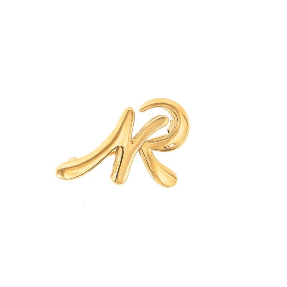 Vintage Nina Ricci Plated Gold NR Logo Brooch